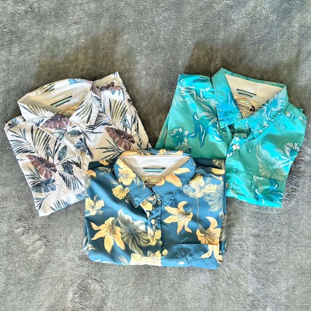 3 Island Large Mens Classics Seapointe Hawaii Hawaiian Shirt Tropical Luau